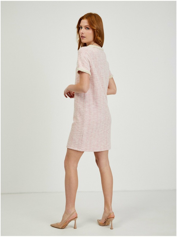 Orsay Světle růžové dámské tvídové šaty ORSAY