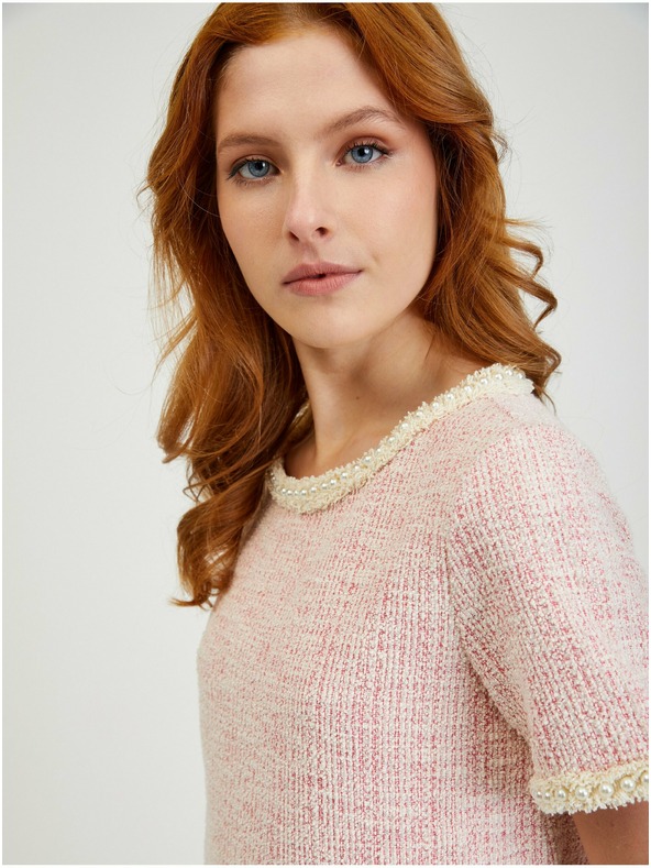 Orsay Světle růžové dámské tvídové šaty ORSAY