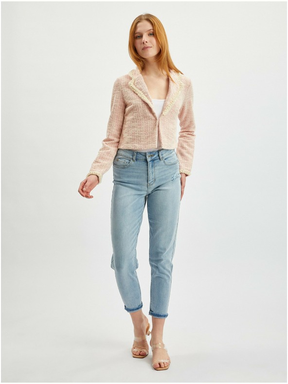 Orsay Světle růžové dámské tvídové sako ORSAY