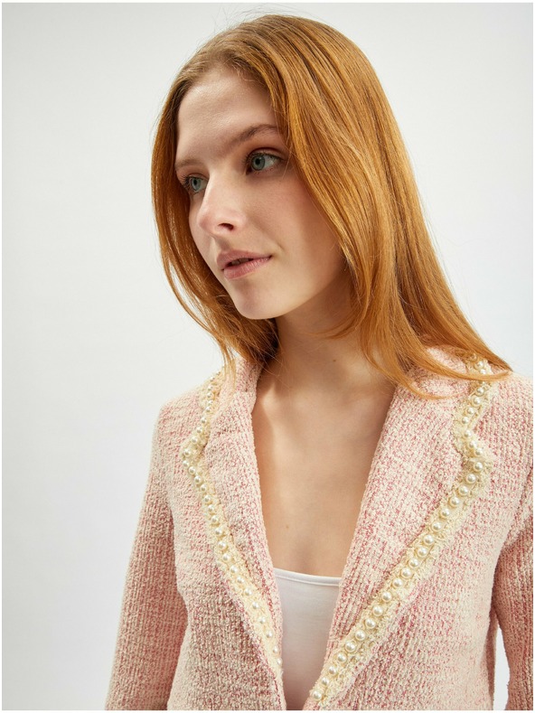 Orsay Světle růžové dámské tvídové sako ORSAY