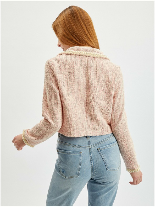 Orsay Světle růžové dámské tvídové sako ORSAY