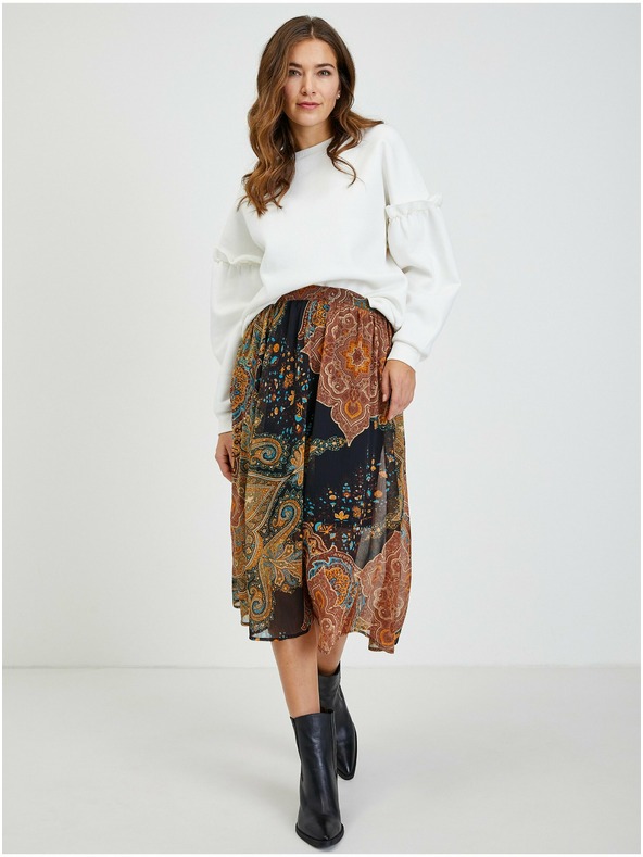 Orsay Černo-hnědá dámská vzorovaná midi sukně ORSAY