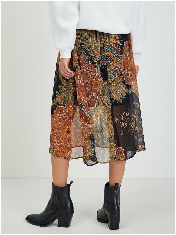 Orsay Černo-hnědá dámská vzorovaná midi sukně ORSAY