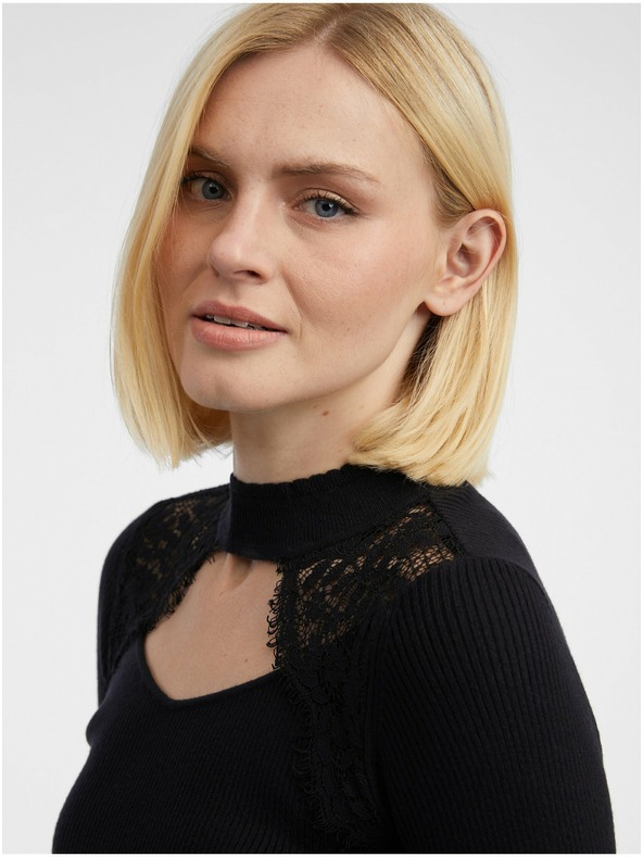 Orsay Černý dámský lehký svetr s krajkou ORSAY