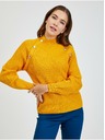 Orsay Žlutý dámský žebrovaný svetr s ozdobnými knoflíky ORSAY