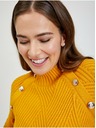 Orsay Žlutý dámský žebrovaný svetr s ozdobnými knoflíky ORSAY