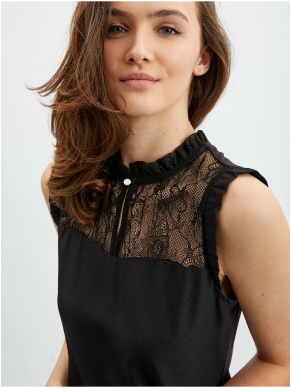 Orsay Černá dámská halenka s krajkovým detailem ORSAY