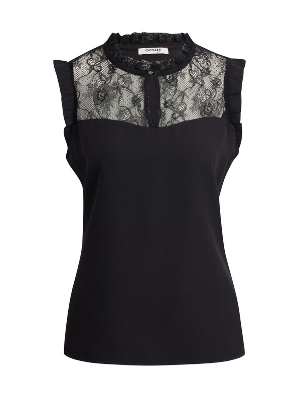 Orsay Černá dámská halenka s krajkovým detailem ORSAY