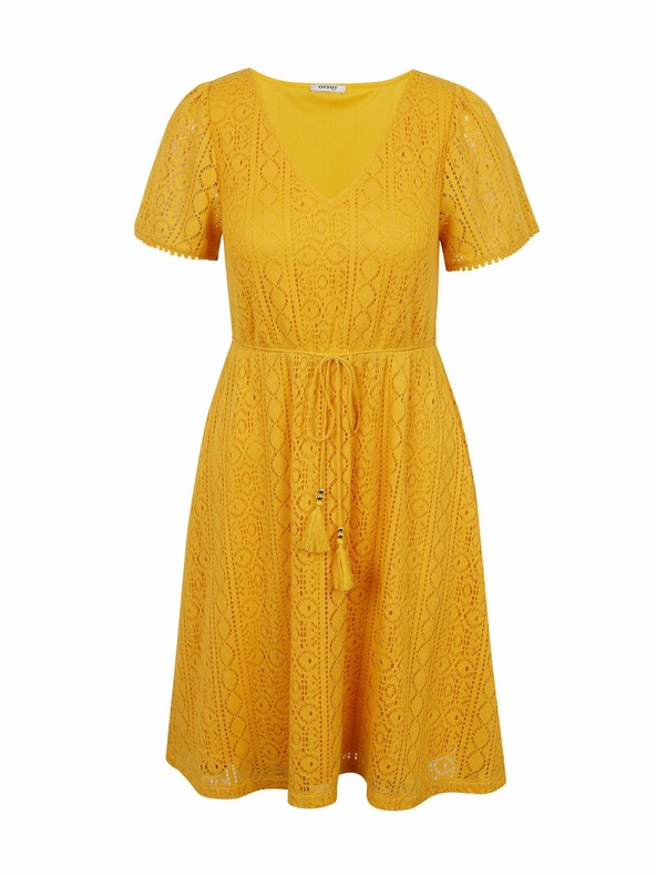 Orsay Žluté dámské vzorované šaty ORSAY