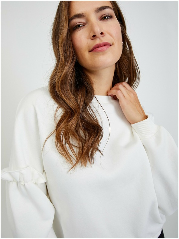 Orsay Bílá dámská oversize mikina s balonovými rukávy ORSAY