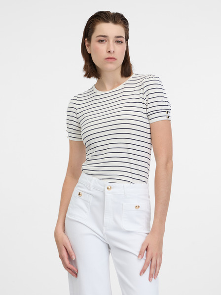 Orsay Krémové dámské pruhované tričko ORSAY