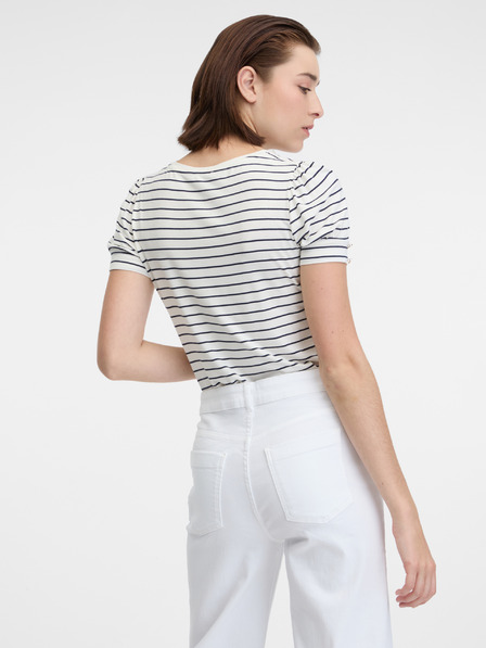 Orsay Krémové dámské pruhované tričko ORSAY