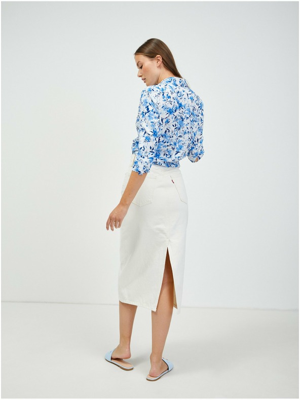 Orsay Bílo-modrá květovaná košile s uzlem ORSAY