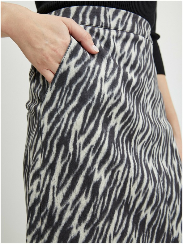 Orsay Černá dámská vzorovaná sukně v semišové úpravě ORSAY