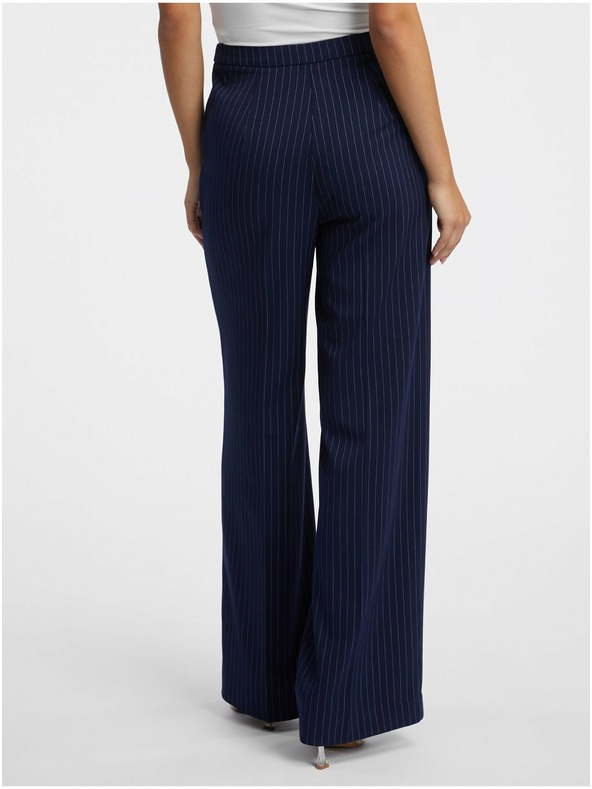 Orsay Tmavě modré dámské pruhované kalhoty ORSAY