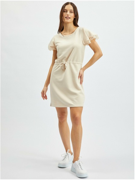 Orsay Béžové dámské mikinové šaty s krajkou ORSAY