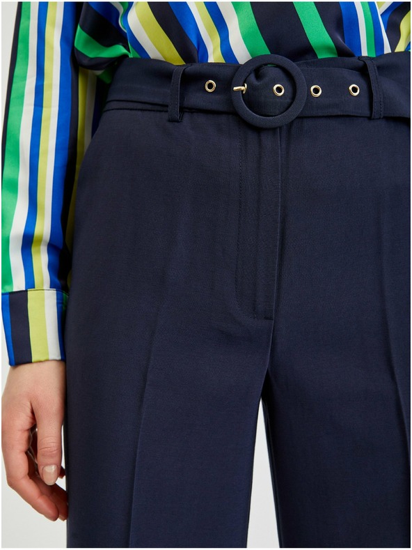 Orsay Tmavě modré dámské široké kalhoty s páskem ORSAY