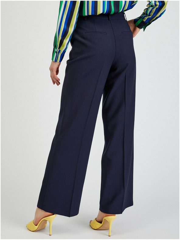 Orsay Tmavě modré dámské široké kalhoty s páskem ORSAY