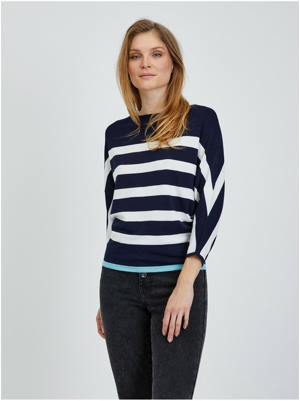 Orsay Bílo-modrý lehký pruhovaný svetr ORSAY