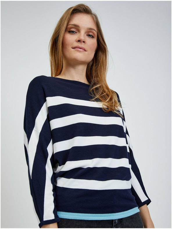 Orsay Bílo-modrý lehký pruhovaný svetr ORSAY
