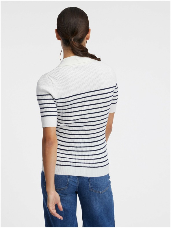Orsay Krémové dámské pruhované úpletové polo tričko ORSAY