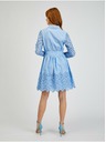 Orsay Modré dámské děrované košilové šaty se zavazováním ORSAY