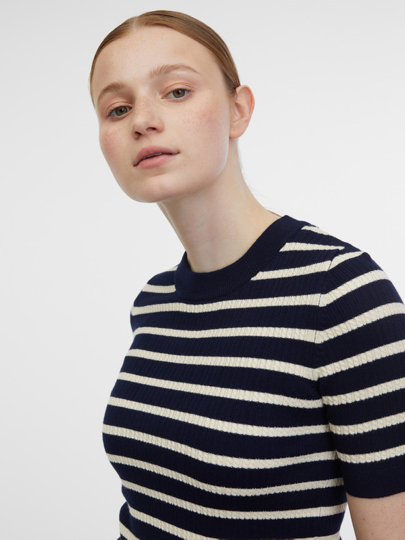 Orsay Tmavě modrý dámský pruhovaný úpletový top ORSAY