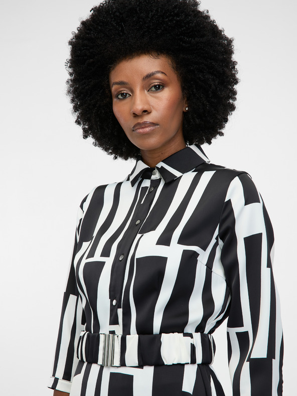 Orsay Černé dámské vzorované šaty ke kolenům ORSAY