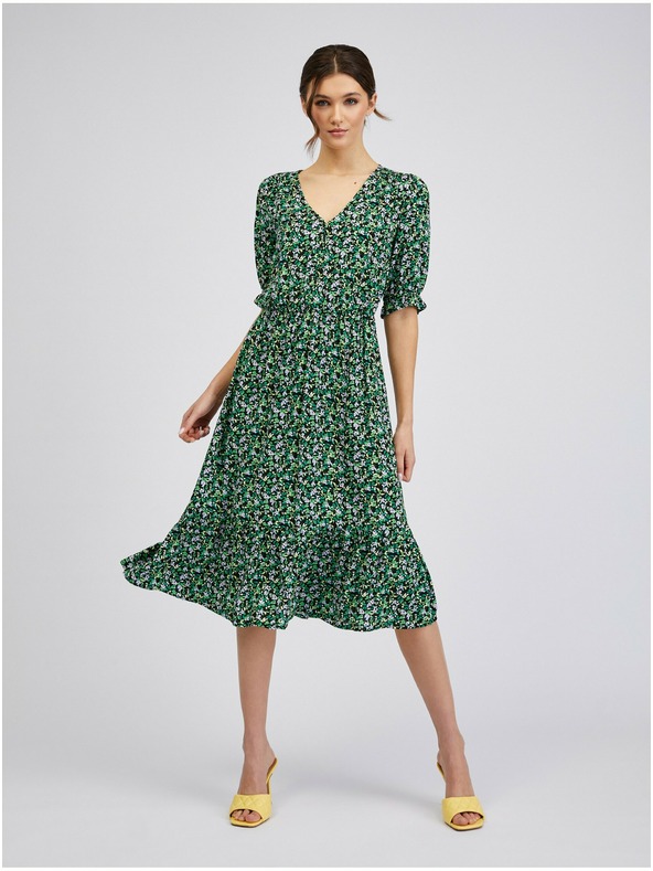 Orsay Zelené dámské vzorované šaty ORSAY