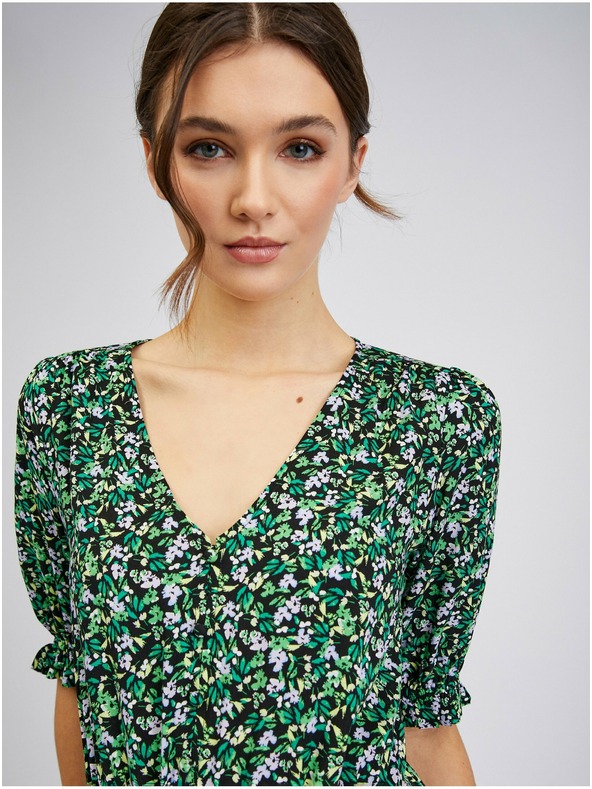 Orsay Zelené dámské vzorované šaty ORSAY