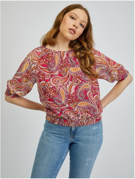 Orsay Červeno-růžová dámská vzorovaná halenka ORSAY