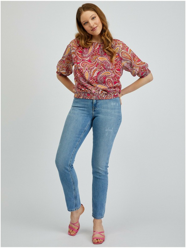 Orsay Červeno-růžová dámská vzorovaná halenka ORSAY