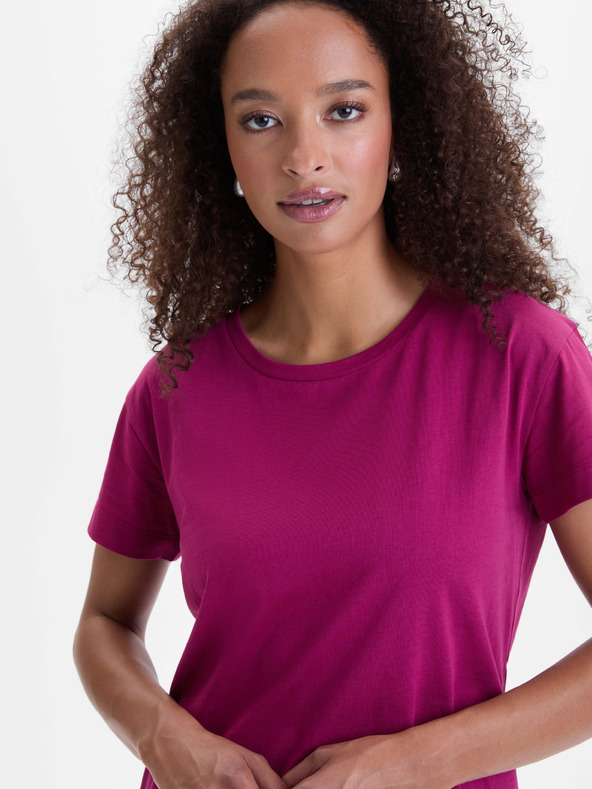 Orsay Tmavě růžové dámské tričko s krátkým rukávem ORSAY
