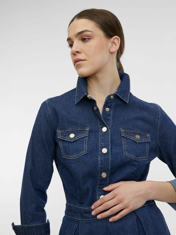 Orsay Tmavě modré dámské džínové šaty ORSAY