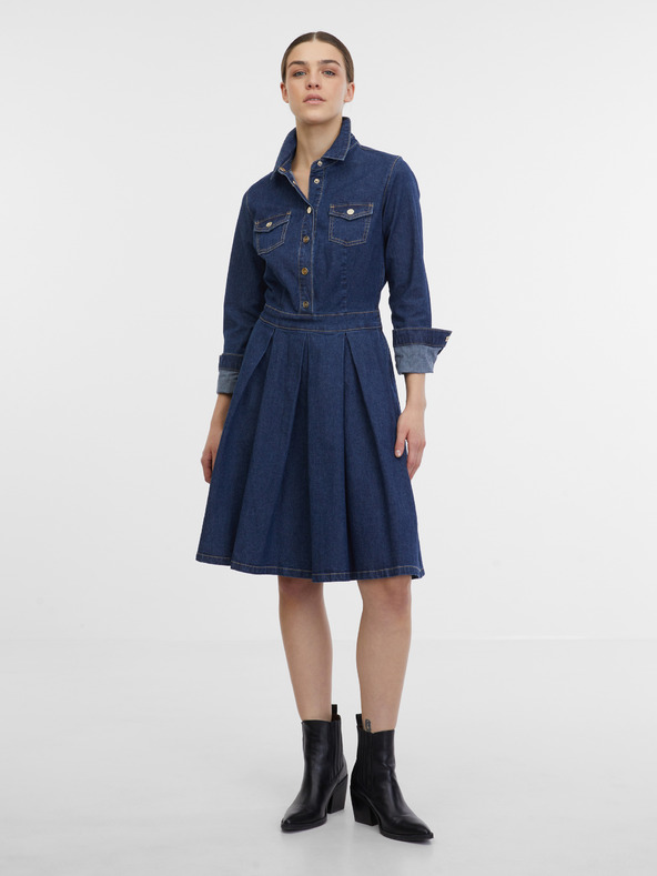 Orsay Tmavě modré dámské džínové šaty ORSAY