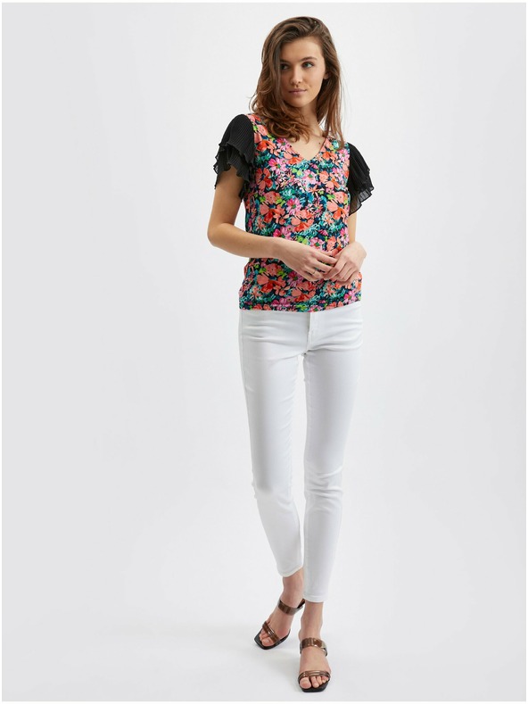 Orsay Modro-černá dámská květovaná halenka ORSAY