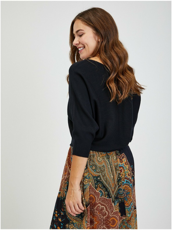 Orsay Černý dámský žebrovaný svetr s netopýřími rukávy ORSAY