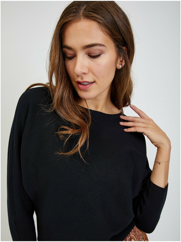 Orsay Černý dámský žebrovaný svetr s netopýřími rukávy ORSAY