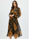 Orsay Hnědo-černé dámské květované midišaty ORSAY