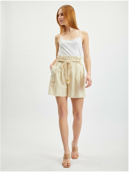 Orsay Béžové dámské lněné kraťasy ORSAY