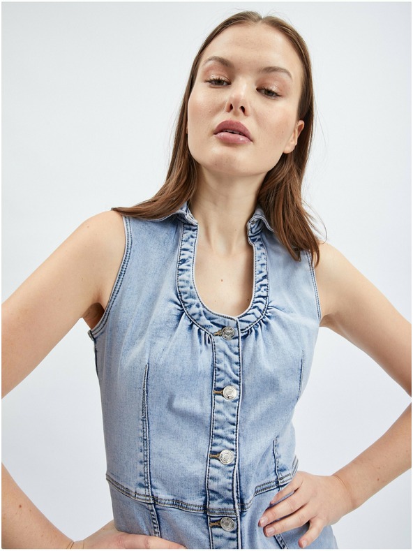 Orsay Světle modré dámské džínové šaty ORSAY