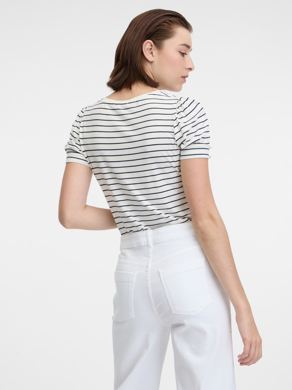 Orsay Krémové dámské pruhované tričko ORSAY