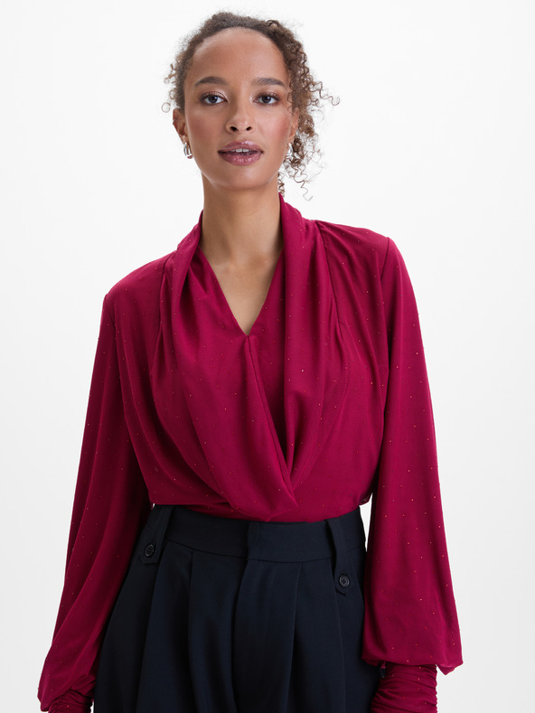 Orsay Vínová dámská halenka s kamínky ORSAY