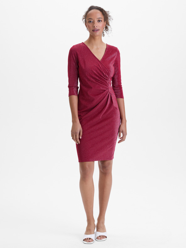 Orsay Vínová dámské šaty ke kolenům ORSAY