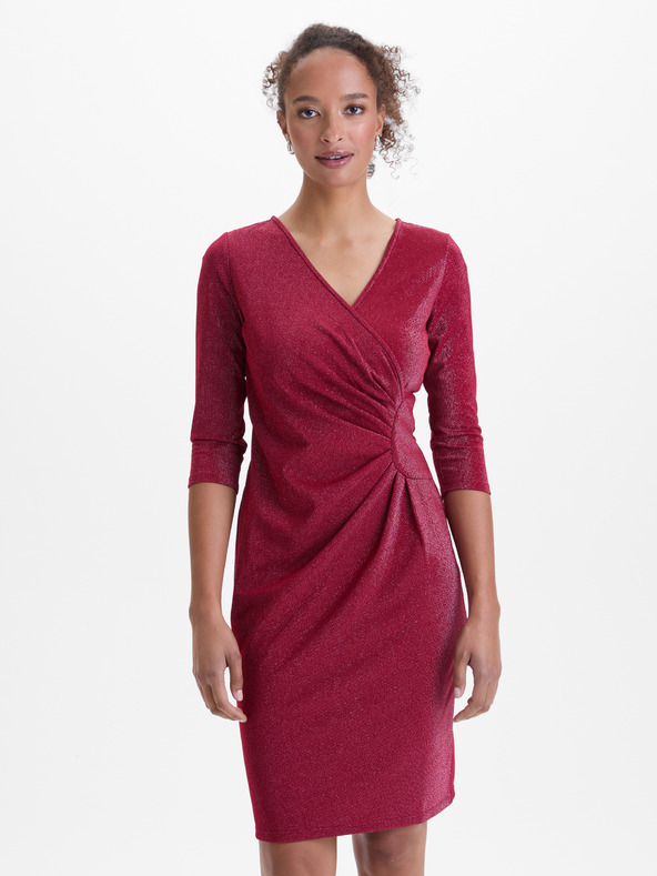 Orsay Vínová dámské šaty ke kolenům ORSAY