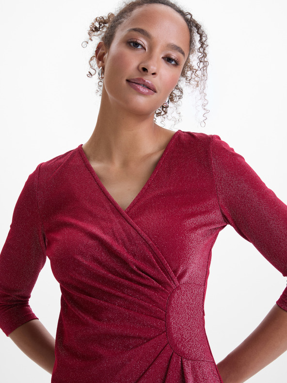 Orsay Vínová dámské šaty ke kolenům ORSAY