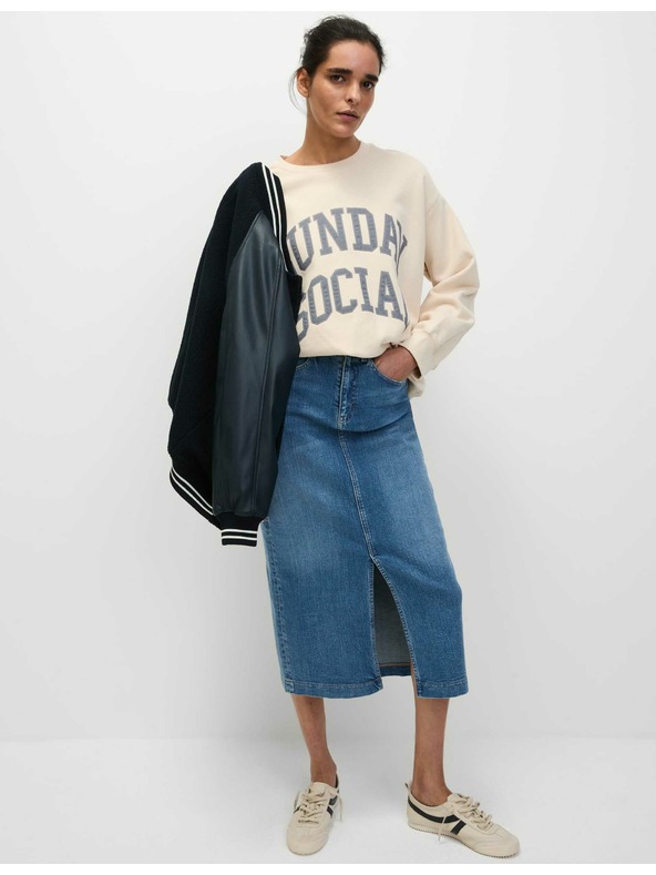 Marks & Spencer Džínová midi sukně Marks & Spencer námořnická modrá