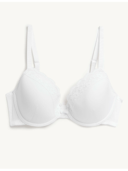 Marks & Spencer Krajková dekoltová podprsenka s kosticemi a vycpávkami, vel. A–E Marks & Spencer bílá