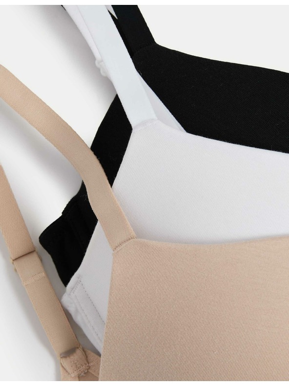 Marks & Spencer Sada tří dámských push-up podprsenek v béžové, bílé a černé barvě s kosticemi Marks & Spencer