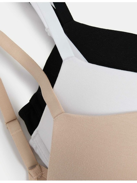 Marks & Spencer Sada tří dámských push-up podprsenek v béžové, bílé a černé barvě s kosticemi Marks & Spencer